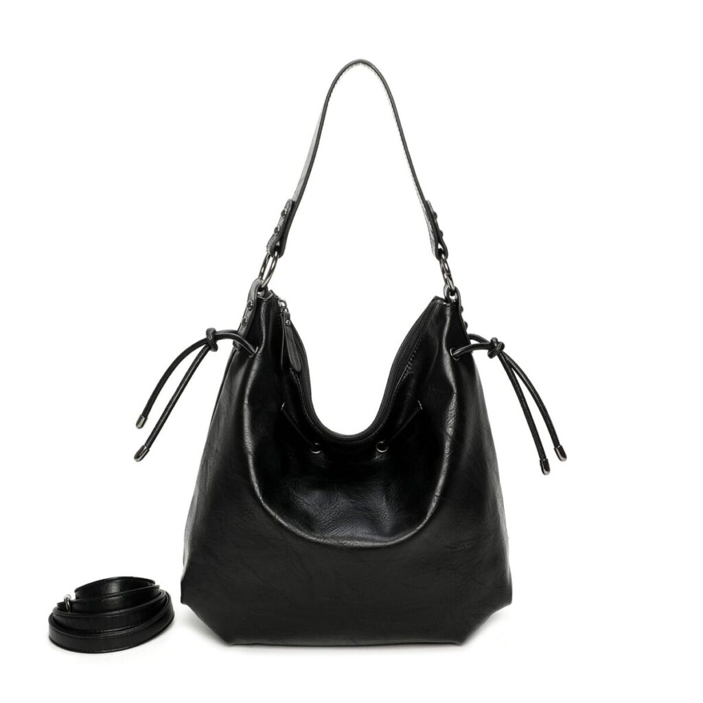 Bolso tote redondo negro