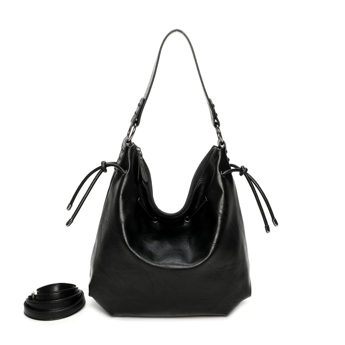 Bolso tote redondo negro