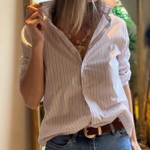 Camisa de Rayas Finas Burdeos