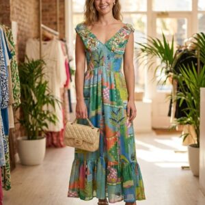 Vestido Positano Dulce detalle bordado de pedrería