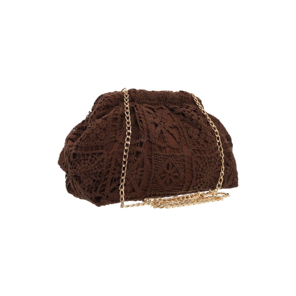 Bolso clutch de crochet chocolate