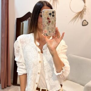 Chaqueta Encaje Floral Blanca