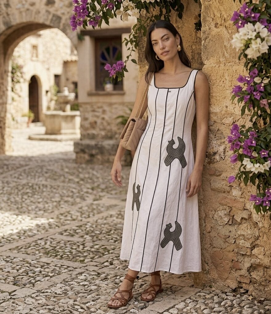 Vestido algodón  Blanco  Pájaros