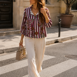 Blusa Provenza Rayas marrón