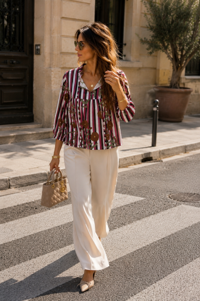 Blusa Provenza Rayas marrón