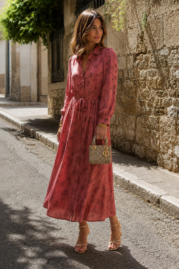 Vestido Camisero Rosé Vintage