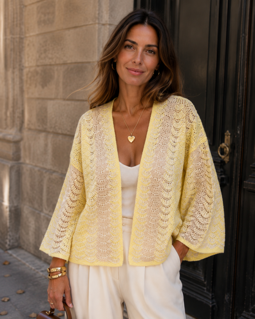 Chaqueta Kimono Punto amarillo