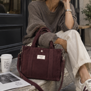 Bolso tote de pana Ciruela