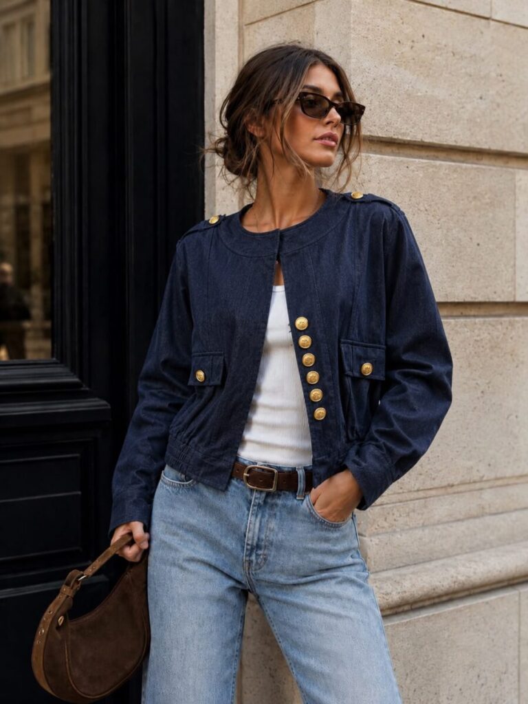 CHAQUETA DE MUJER ESTILO OFICIAL – BOTONES DORADOS