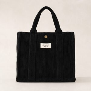 Bolso tote de pana negro