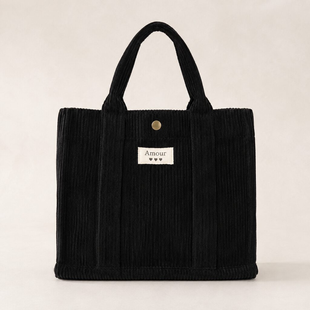Bolso tote de pana negro